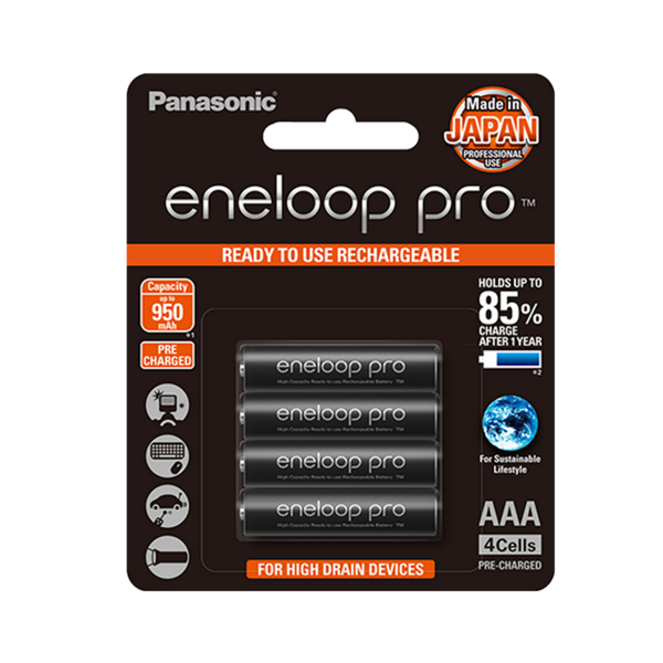 Panasonic 4 AAA eneloop pro NiMH rechargeable batteries