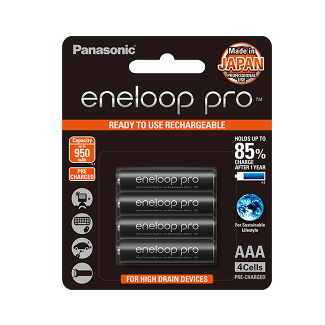 Panasonic 4 AAA eneloop pro NiMH rechargeable batteries
