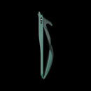 Gerber ComplEAT Folding Multi-Forkshown in its closed position, featuring a matte teal-green handle and a dark gray textured guard, isolated on a solid black background.