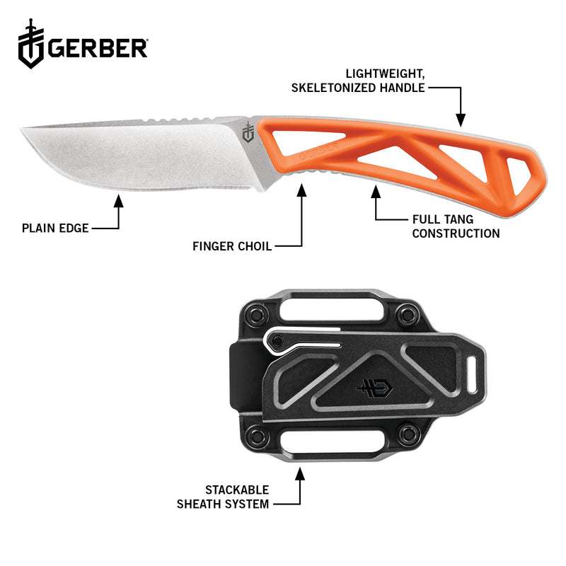 Gerber Exo-Mod Fixed Blade Drop Point - Orange - Fine Edge