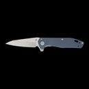 Gerber Fastball Clip Folding knife  with a satin-finished silver blade and a slate blue-gray handle, shown open against a solid black background.