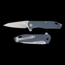 Gerber Fastball Clip Folding knife shown against a solid black background, one open and one closed, highlighting the blue-gray handle scales and silver steel blade.