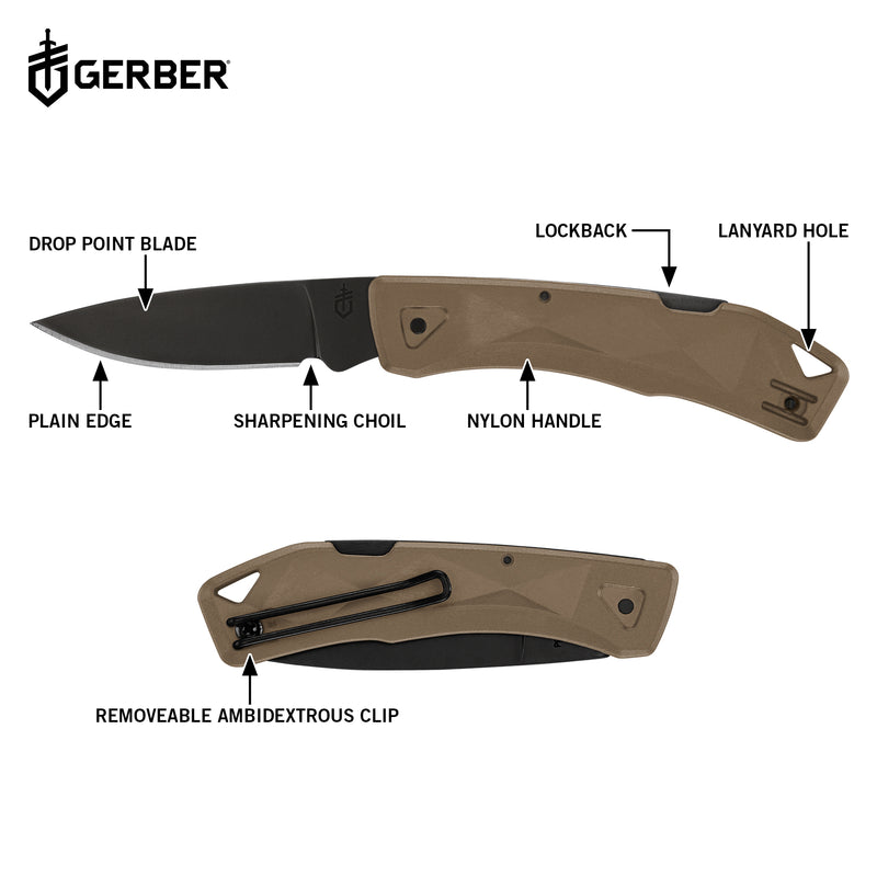 Gerber LST Ultra Clip Folding- Fine Edge - Black Blade - Made in USA