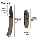 Gerber LST Ultra Clip Folding- Fine Edge - Black Blade - Made in USA