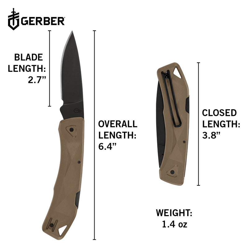 Gerber LST Ultra Clip Folding- Fine Edge - Black Blade - Made in USA