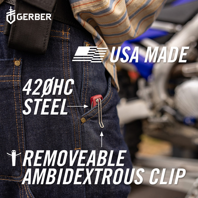 Gerber LST Ultra Clip Folding- Fine Edge - Stonewash - Made in USA