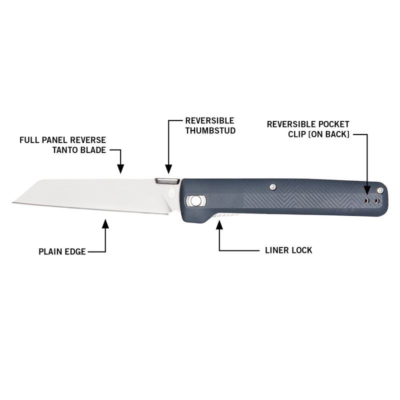 Gerber Pledge - Reverse Tanto - Fine edge - Urban Blue