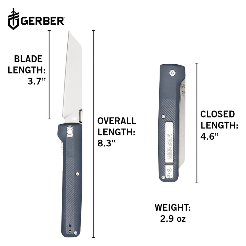 Gerber Pledge - Reverse Tanto - Fine edge - Urban Blue