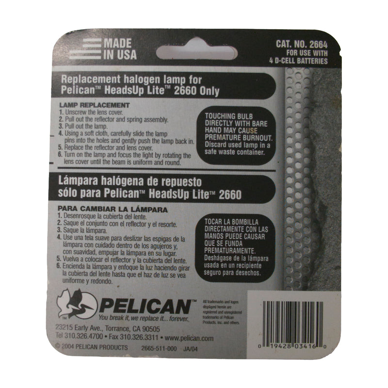Pelican 2664 Replacement Halogen Lamp for HeadsUp Lite 2660 4D