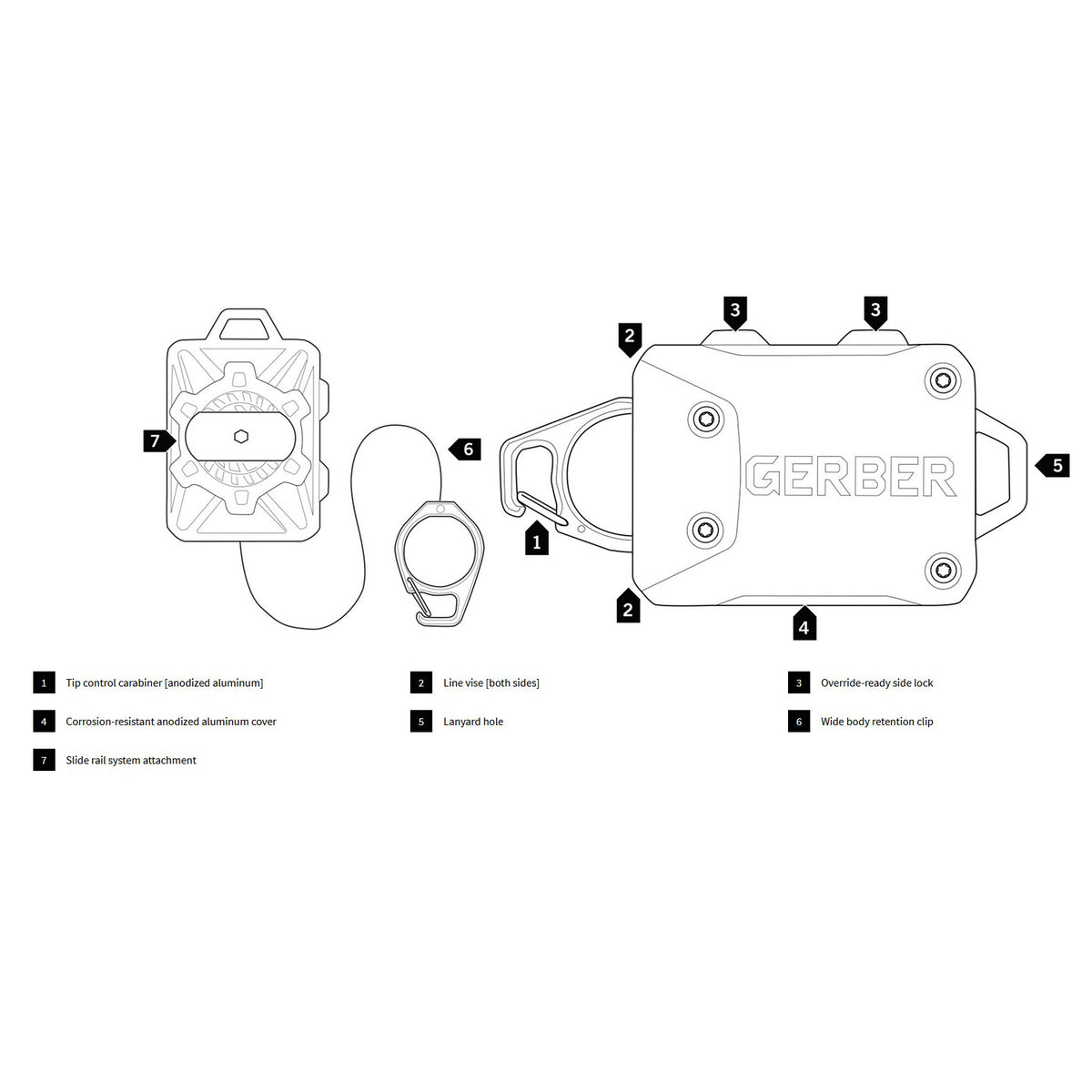 Gerber Multi-tool Gerber Tether Retractable Salt & Freshwater Fishing Tether  With Keychain Lanyard