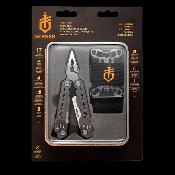Gerber Promo Sets Truss Multi-Tool & Barbill Wallet with Gift tin Grey