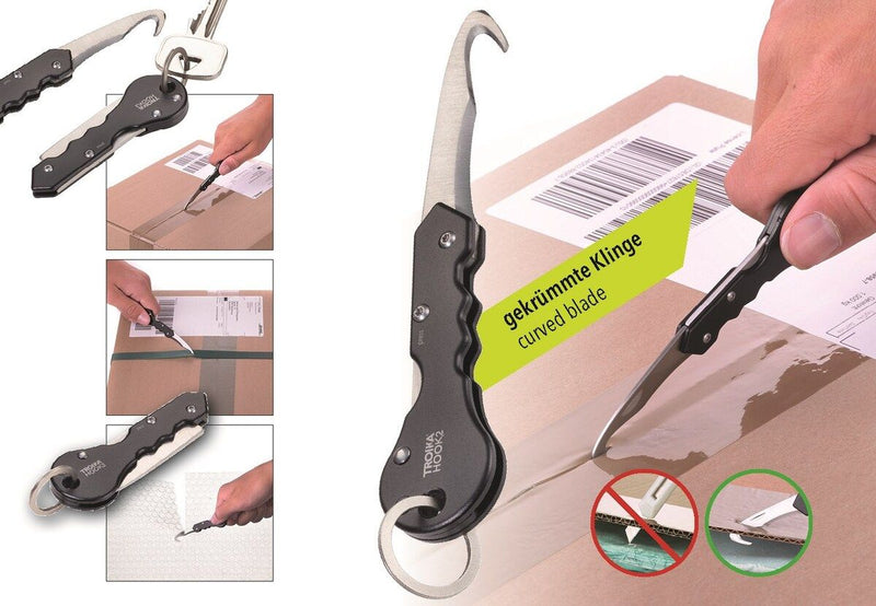 Troika Hook Keyring Ingenious Safety Mini Parcel Cutter Tool Keyring