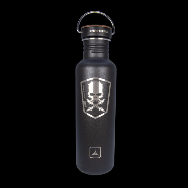 TAD Earthwell 27oz single walled Bottle TAD Edition Topo Skull Black